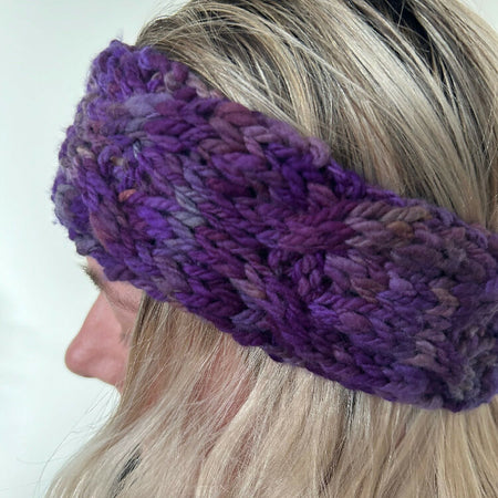 Deep Purple Hand Knitted Headband