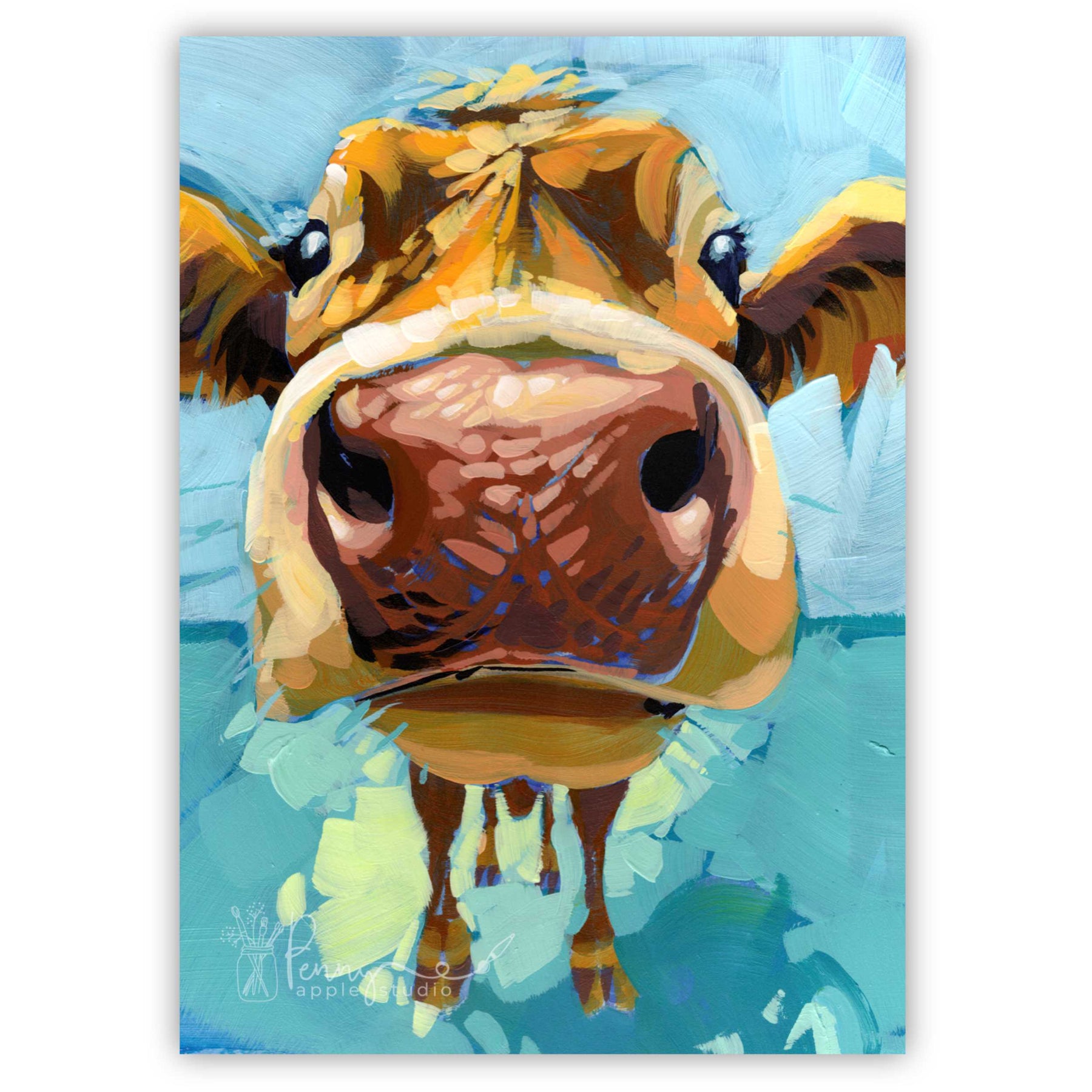 (1) Cow Fridge Magnet – Expressive Mini Art