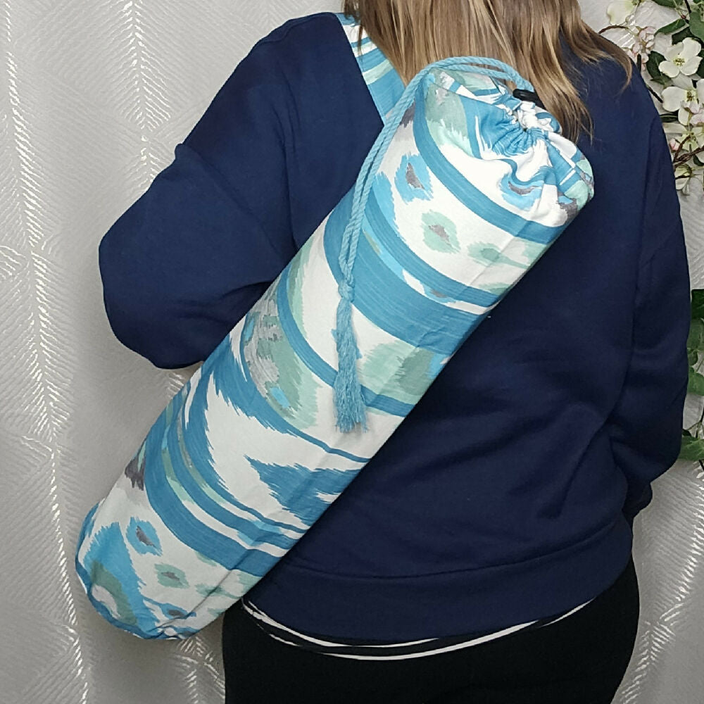 Yoga/Pilates Mat Bag - Blues & Aqua Aztec