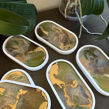 Earthy Eco-friendly jesmonite & resin trinket trays