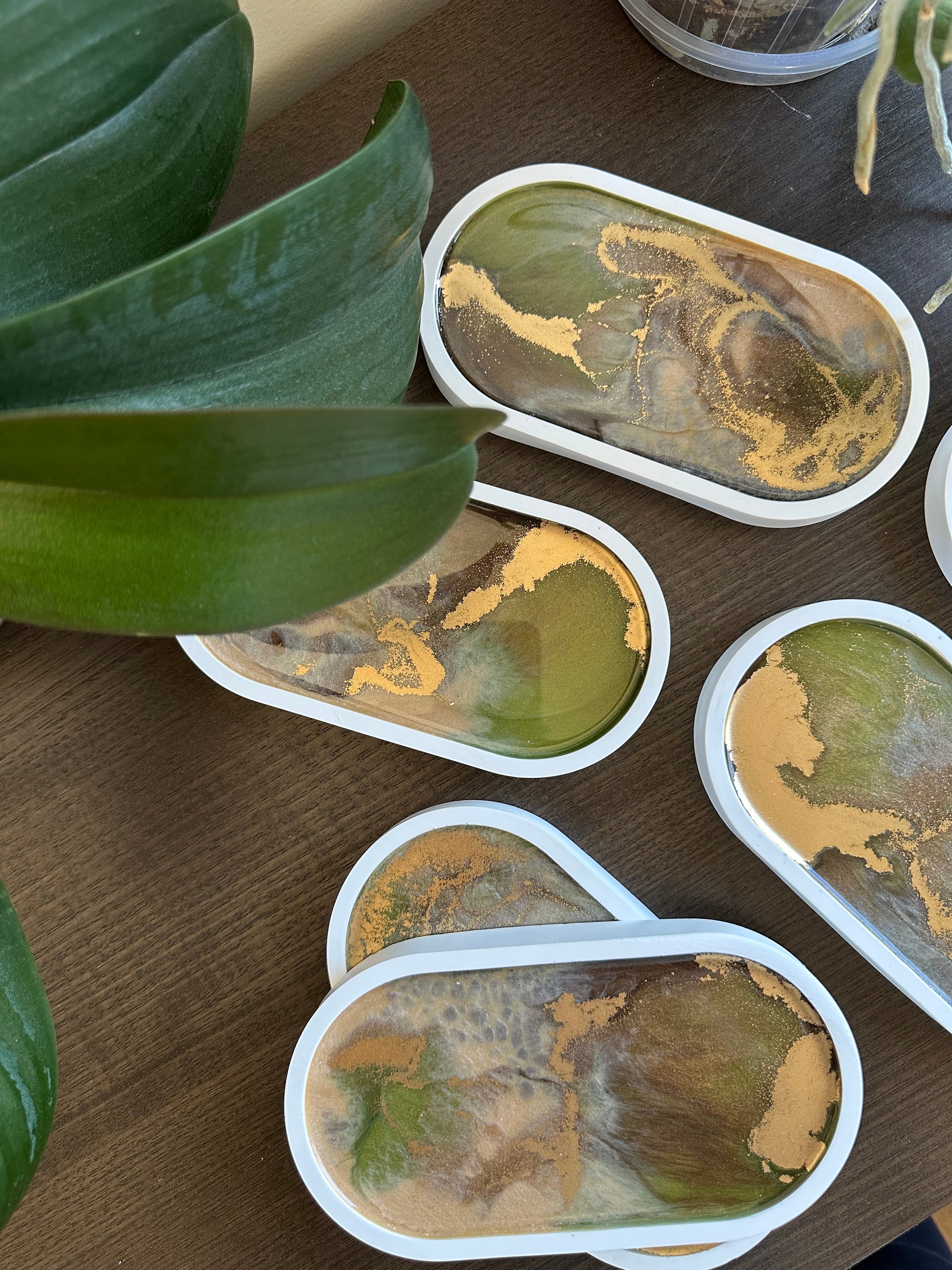 Earthy Eco-friendly jesmonite & resin trinket trays