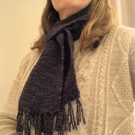 Handwoven scarf Bendigo wool cotton blend in Navy