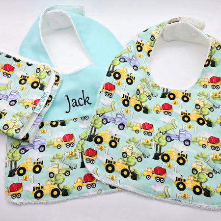 Baby Bib Gift Set Personalised Bib and Wash Cloth with Extra Bib