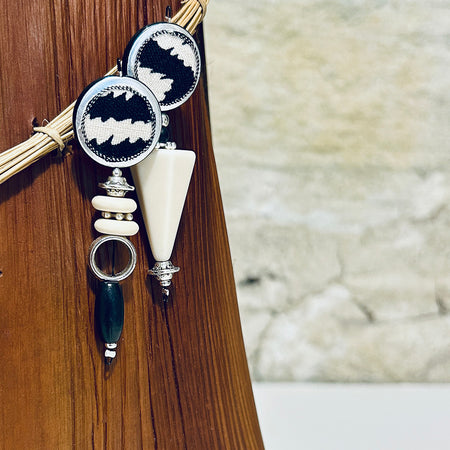 Striking Black & White Stud Earrings - L6.5cm x W2cm