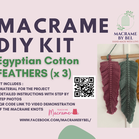 Macrame DIY Kit - Egyptian Cotton feathers