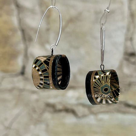 Striking Geometric Washi Paper Earrings - L5cm
