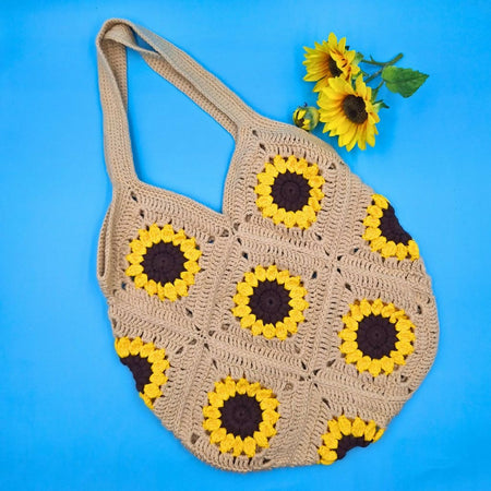 Sunflower Crocheted Granny Square Bag