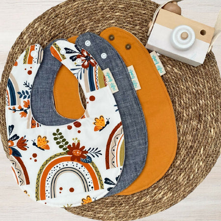 3 Dribble Bibs - Rainbows & Butterflies - Baby Bibs