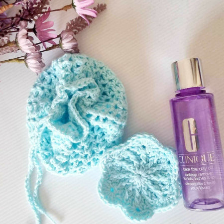 Crochet Makeup Wipes - Pack of 3 | Face Scrubbies | Laundry Bags | Various Colours