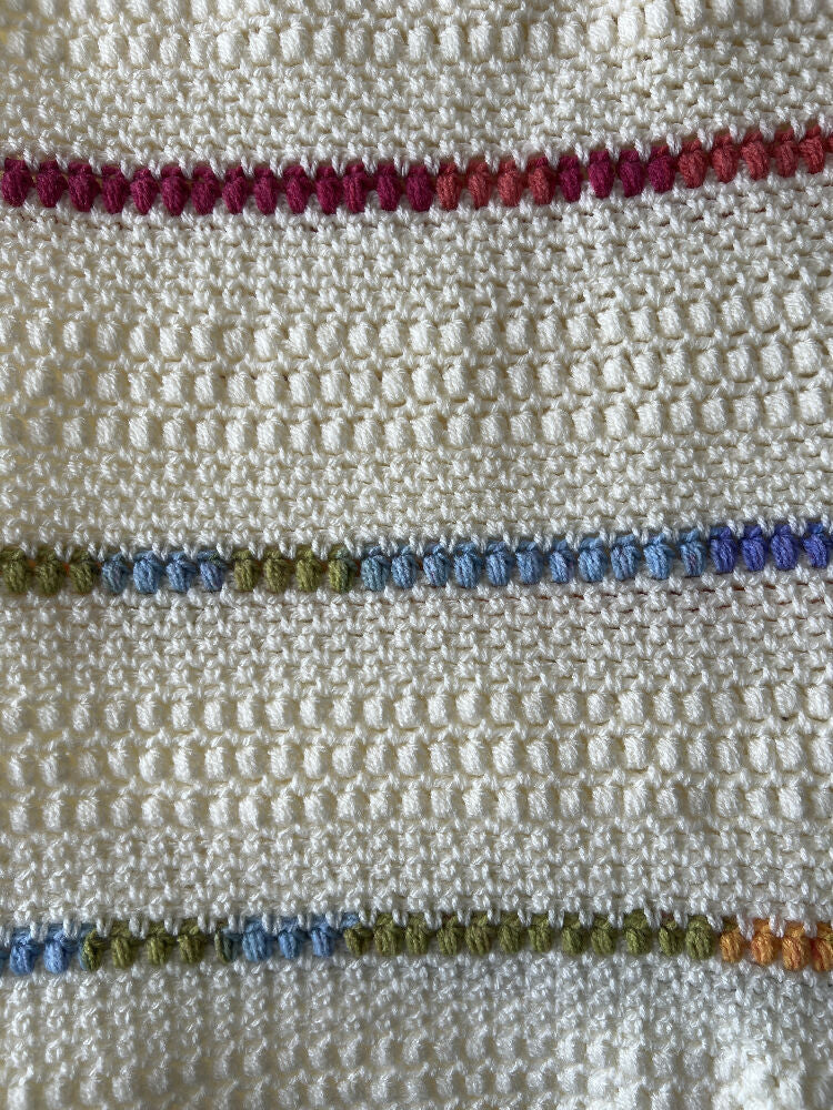 Blanket | Handmade Crochet | Cream and Rainbows