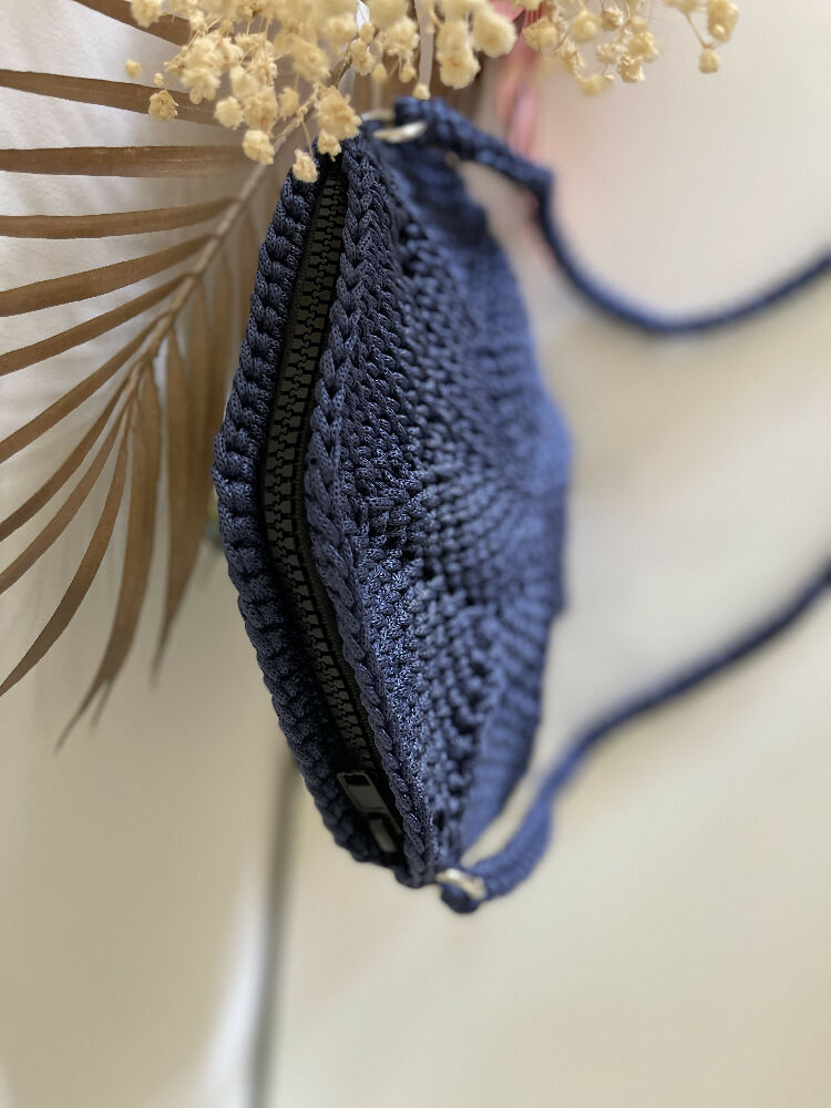 Navy crocheted bag