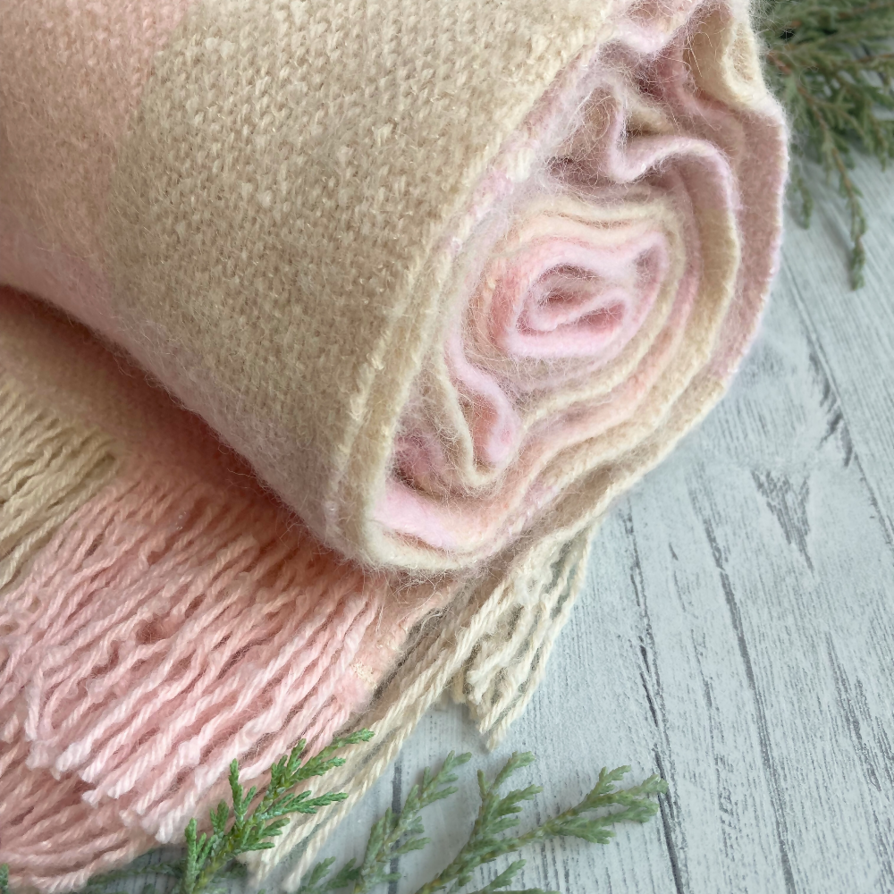 alpaca-scarf-shawl-handwoven-pink-cream-entangled-happiness-handwovens-rolled-sideview