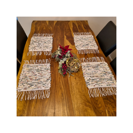 Handwoven placemats 100% cotton fabric set of 4 Christmas decor