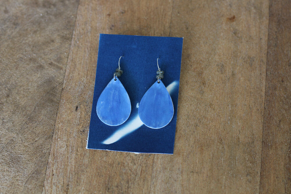 Blue ceramic dangle earrings