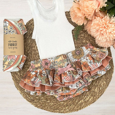 Ruffled Nappy Cover - Peachy Floral