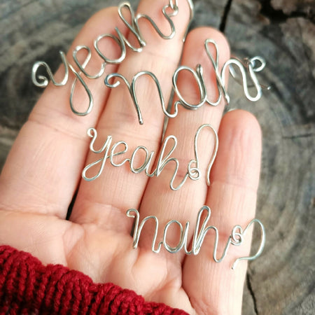 Yeah Nah - Curse-ive Word Earrings - sterling silver or copper