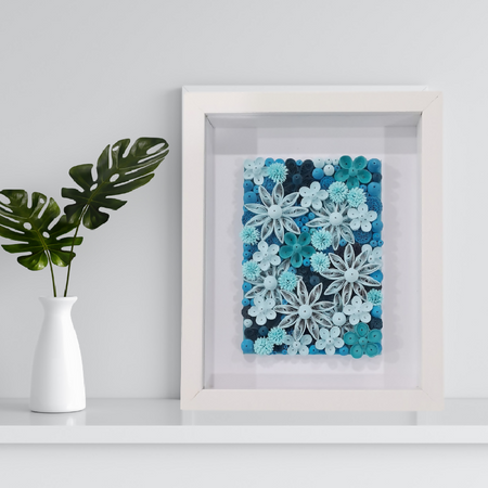 Wall Art - Quilled blue floral abstract