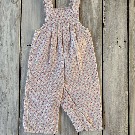 Corduroy Childs overalls pink floral on white