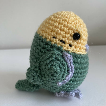 Small & Large Green Budgerigar - crocheted toy