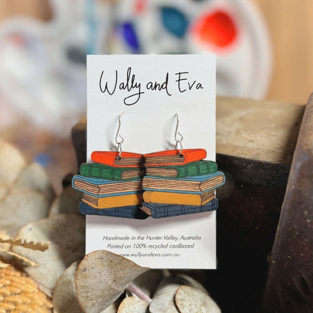 wally-and-eva-australian-hand-painted-wood-and-sterling-silver-books-earrings