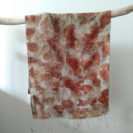 SOLD...Wool silk scarf hand eco printed