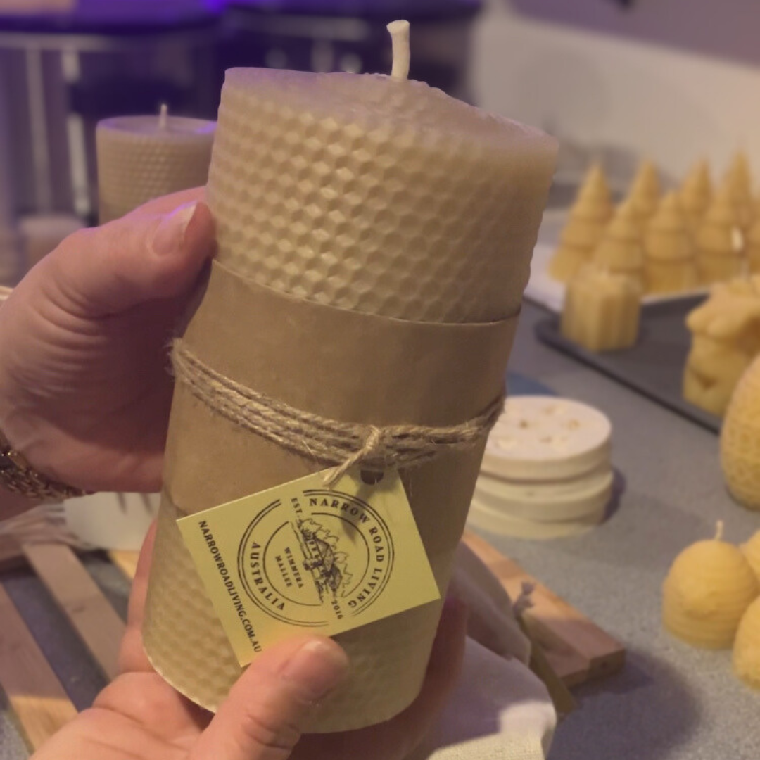 Hand-Rolled Beeswax Pillar Candle Extra Large 100 Hour Burn Time