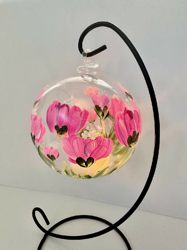 candle holder pink tulips2