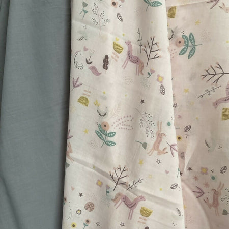 Baby Wraps Bundle x 2 / Muslin Cotton / Grey & Horse Garden