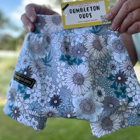 Teal Garden of Flowers - Handmade Baby Girl Pants by Dumbleton Duds | Sizes New Born, 000, 00, 0, 1, 2