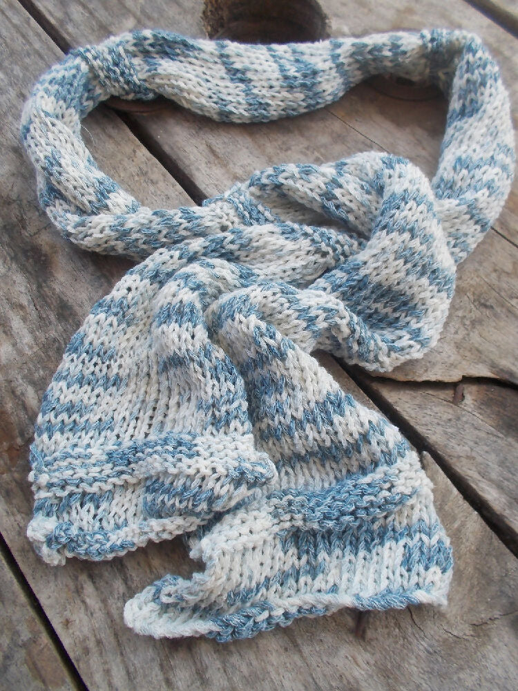 simple knitted summer scarf made from cotton yarn