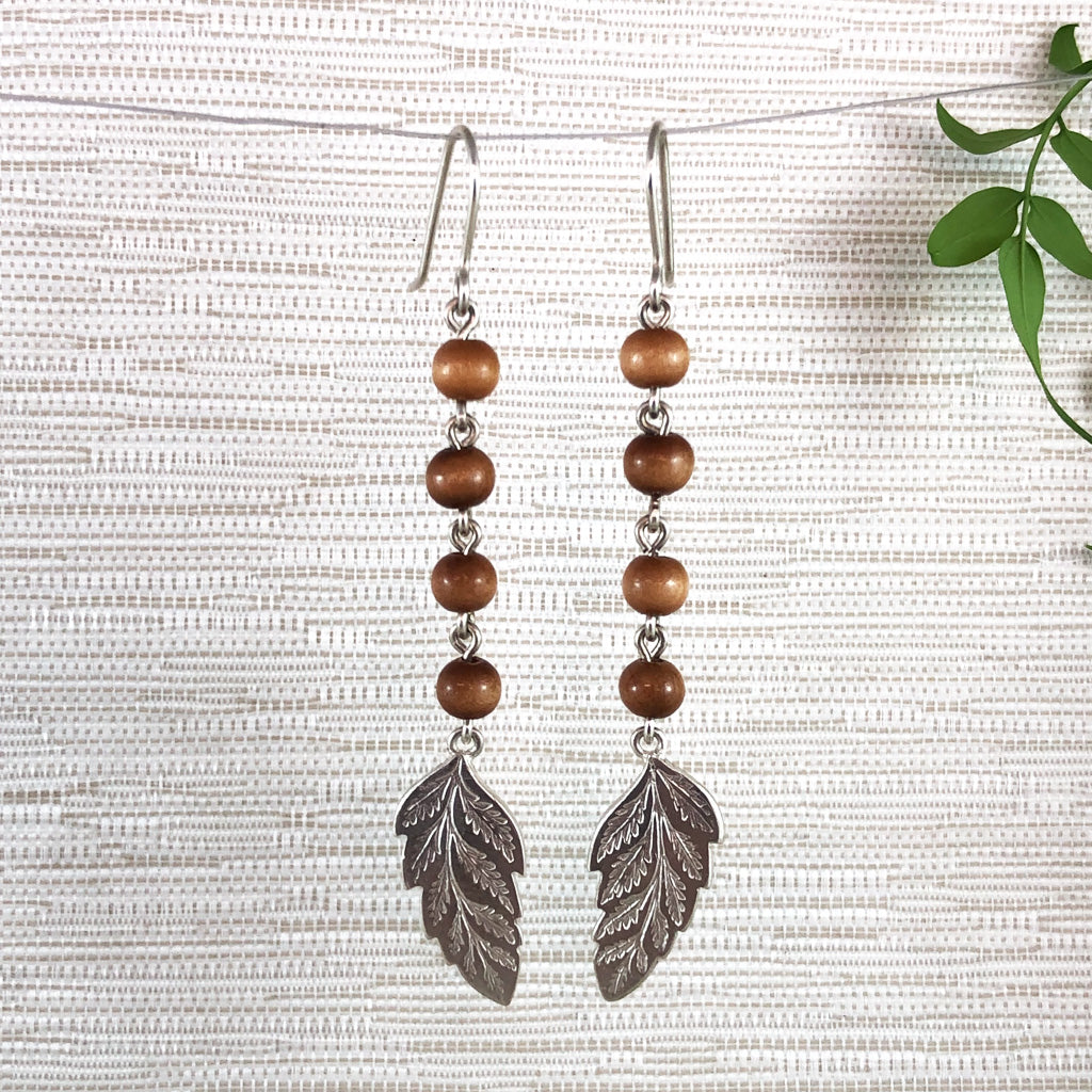 Sterling Silver Leaf Rosary Earrings