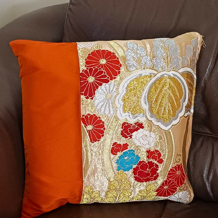 Kimono Cushion Cover - Orange/Gold