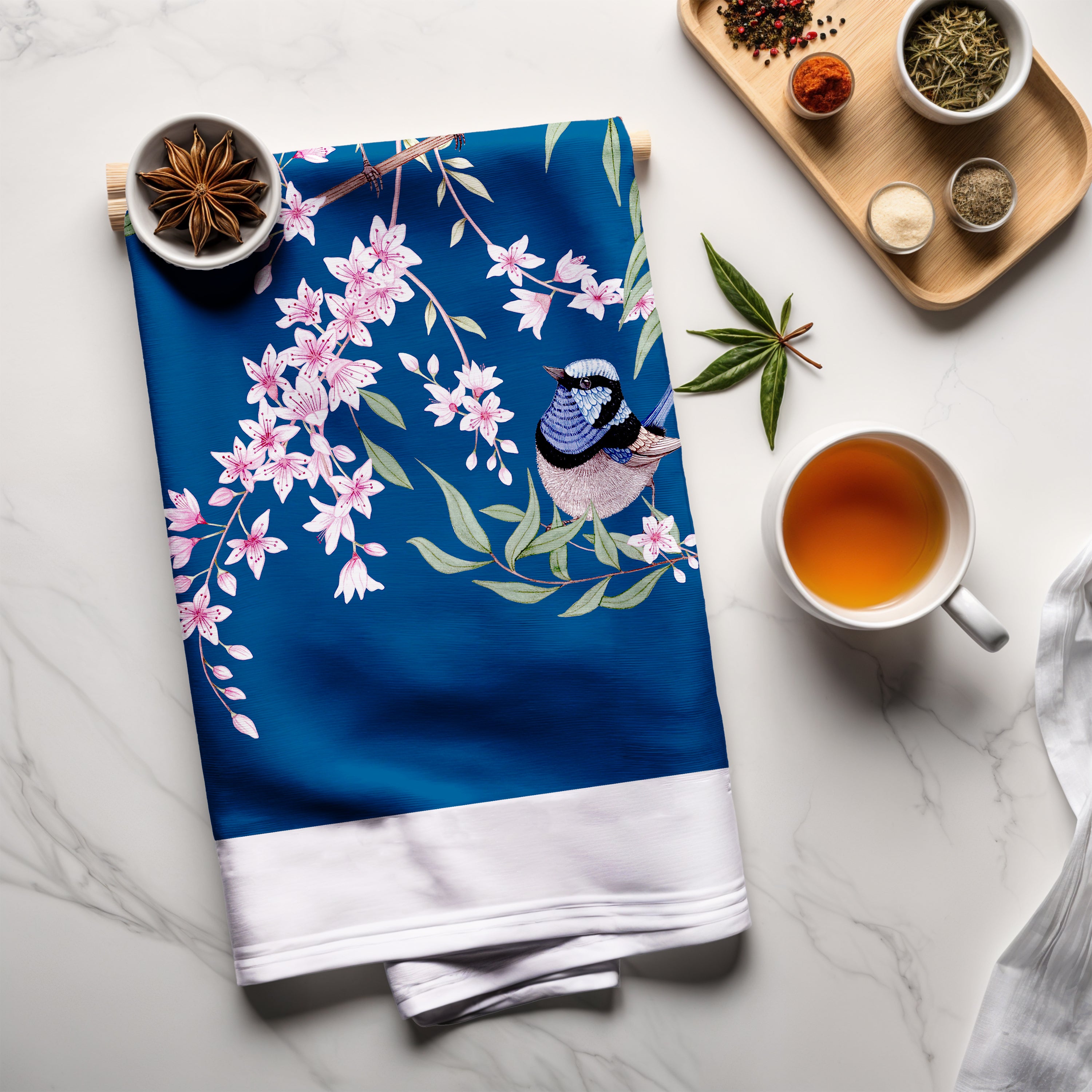 Superb Fairywren Organic Cotton Tea Towel