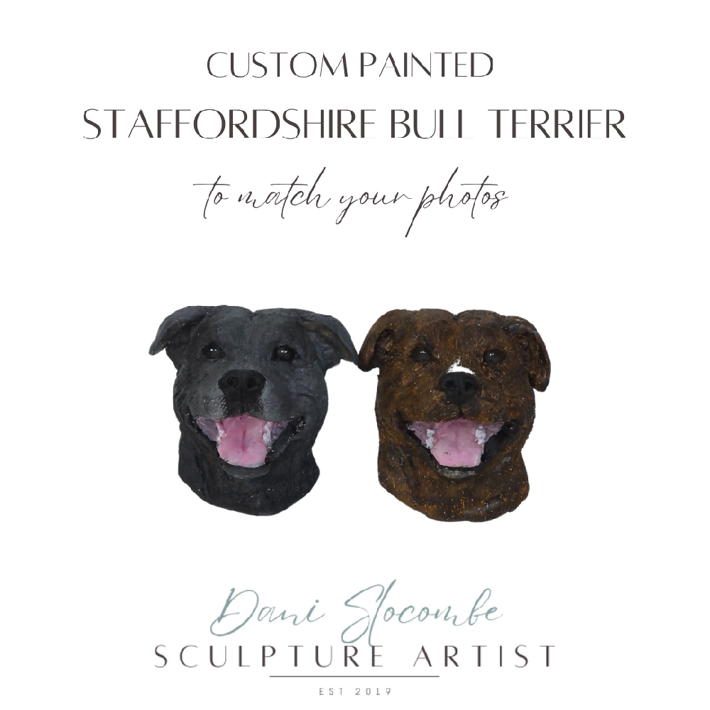 Custom Painted Staffordshire Bull Terrier Sculpture