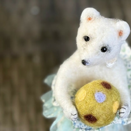 Art doll animal needle felt poseable ballerina bear