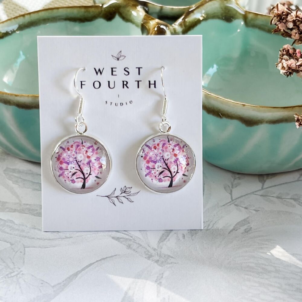 Pink Tree of Life Earrings