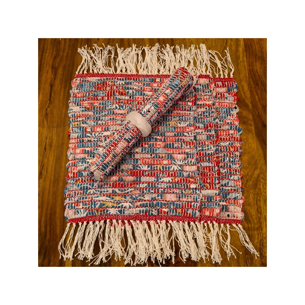 Handwoven Christmas fabric placemats Australian flora and fauna