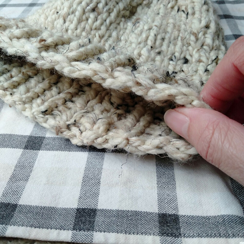 Knitted Super Bulky Beanie Oatmeal 3