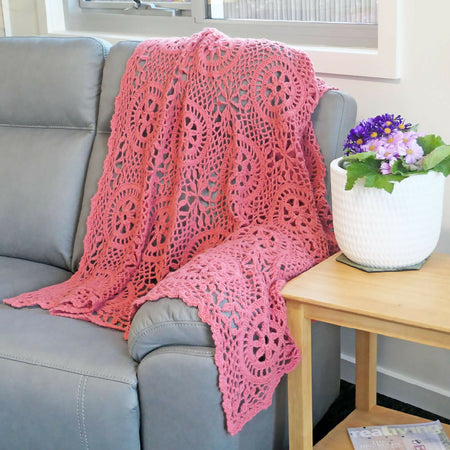 Crochet throw rug, wool, angora. Free post