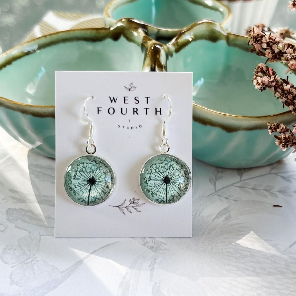 Green Dandelion Earrings