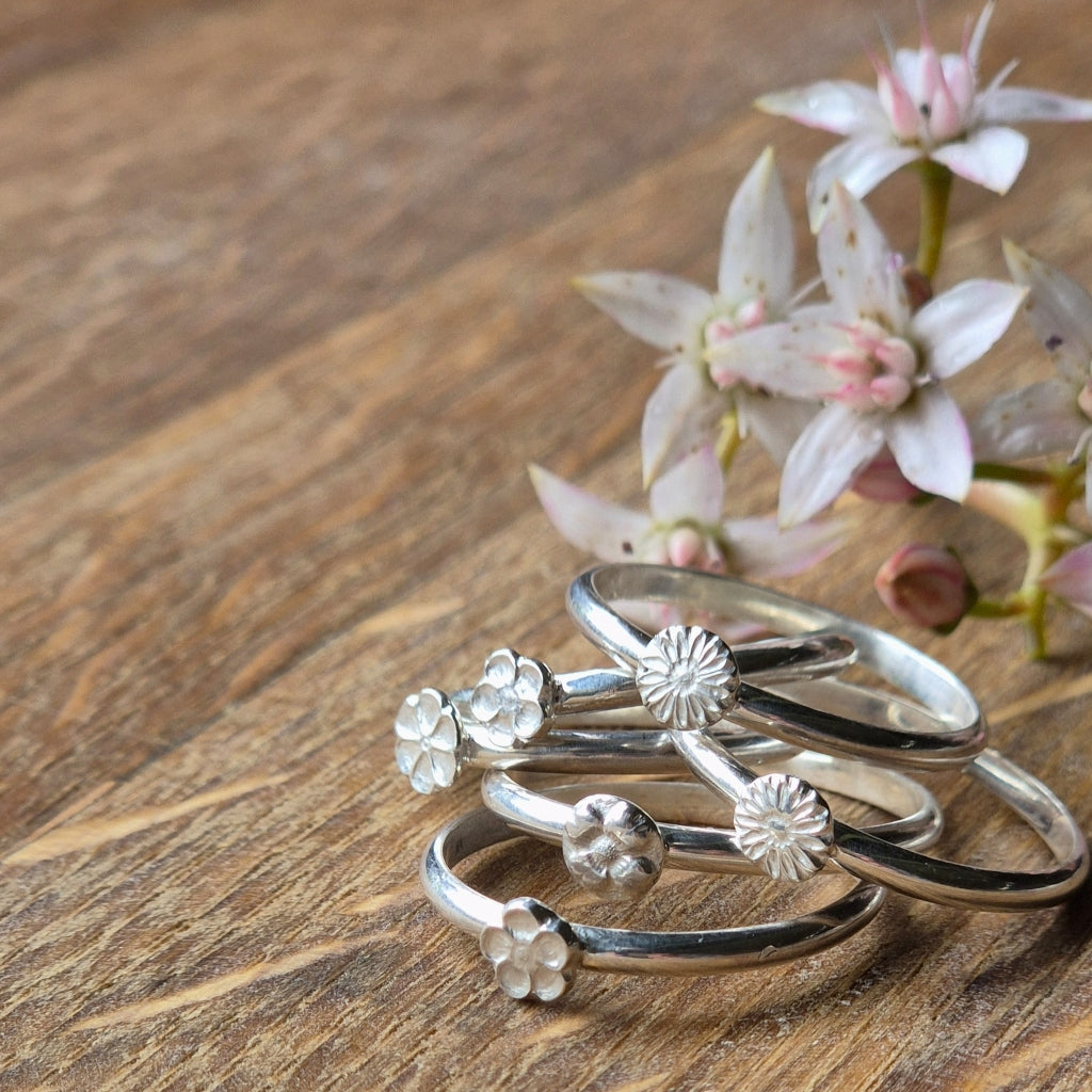 Silver Flower Ring ~ choose your flower and size ~