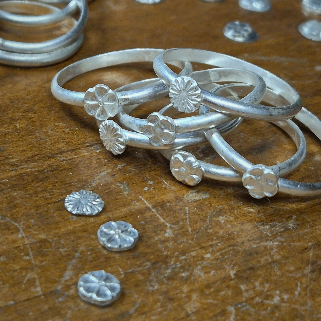 Silver Flower Ring ~ choose your flower and size ~