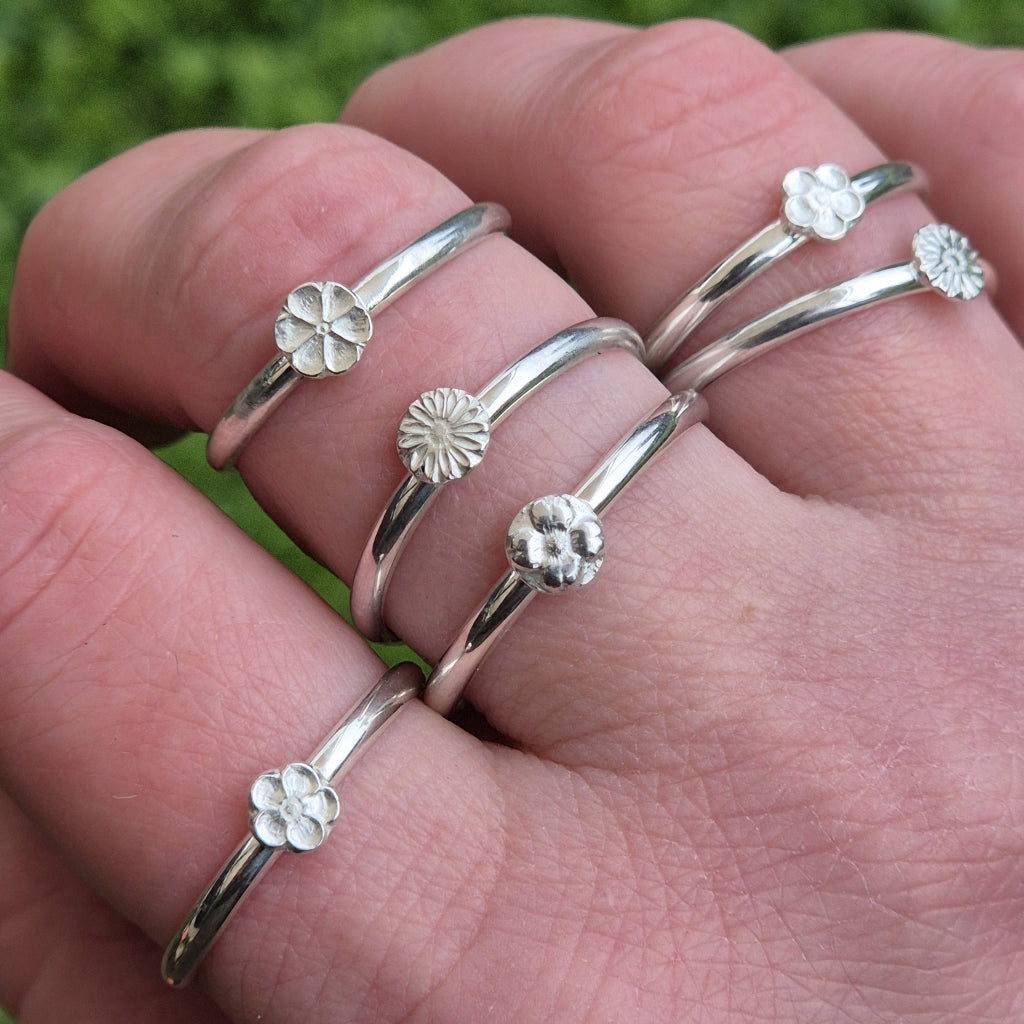 Silver Flower Ring ~ choose your flower and size ~