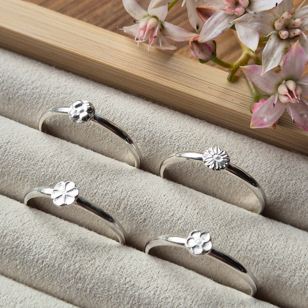 Silver Flower Ring ~ choose your flower and size ~
