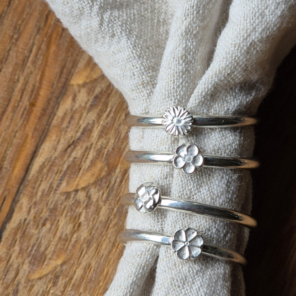 Silver Flower Ring ~ choose your flower and size ~