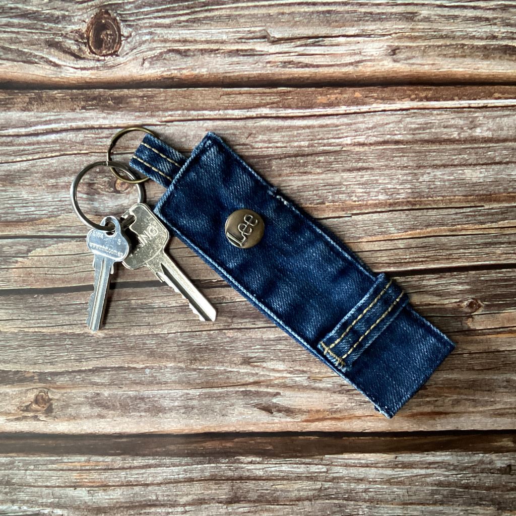 Upcycled Denim Key Fob - Various Button Styles