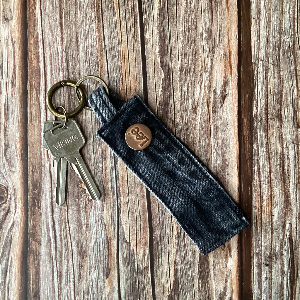 Upcycled Denim Key Fob - Various Button Styles