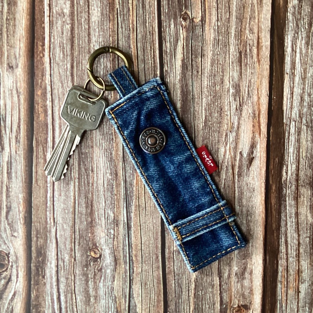 Upcycled Denim Key Fob - Various Button Styles