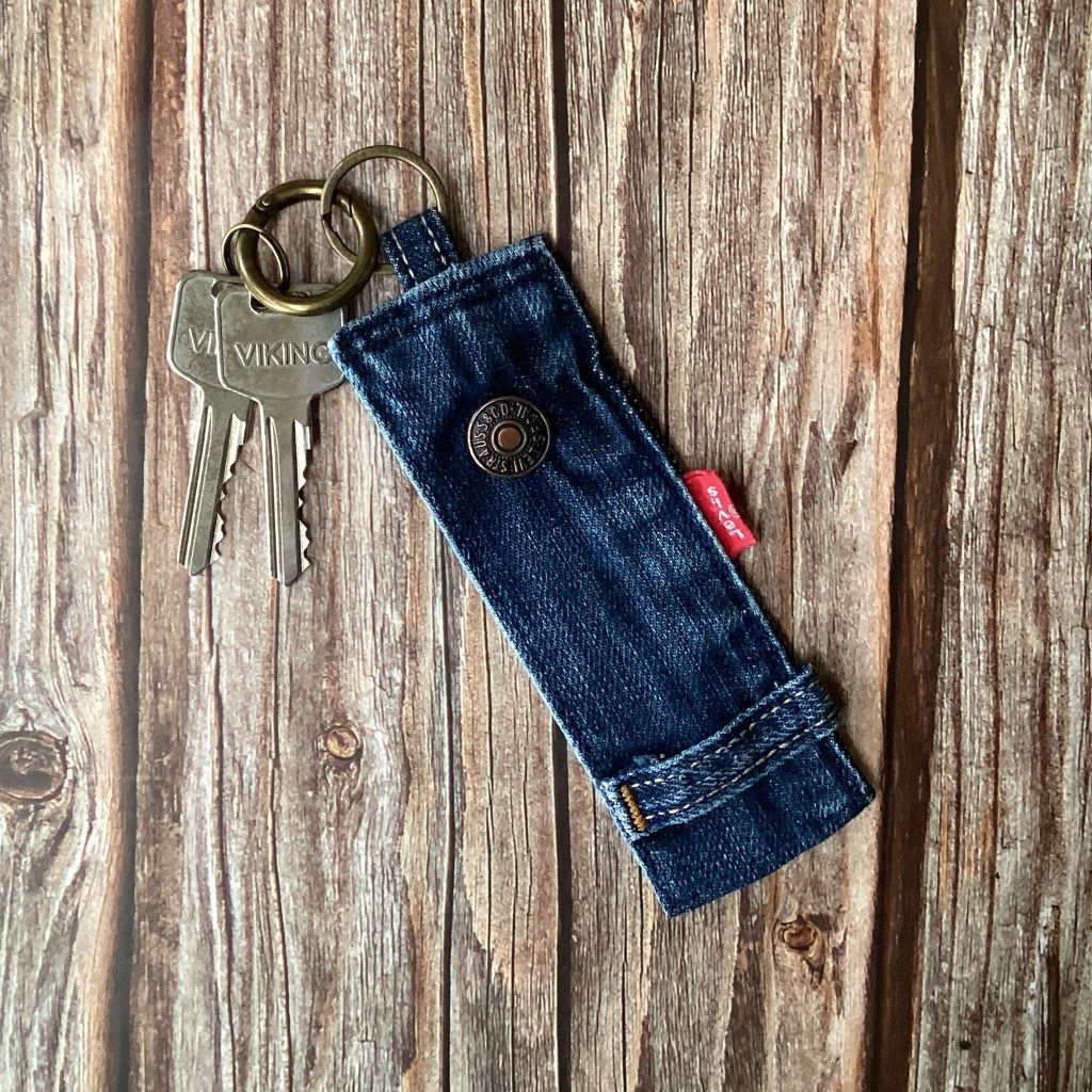 Upcycled Denim Key Fob - Various Button Styles