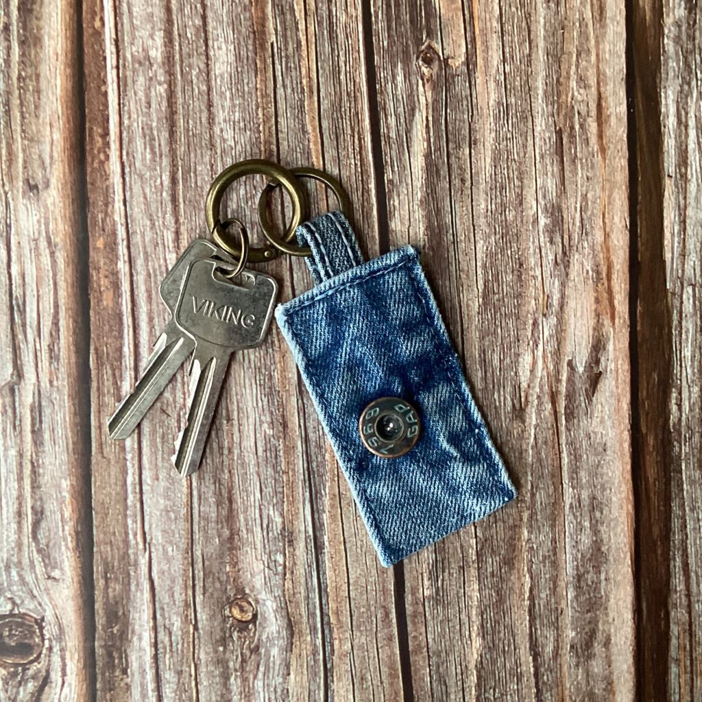 Upcycled Denim Key Fob - Various Button Styles